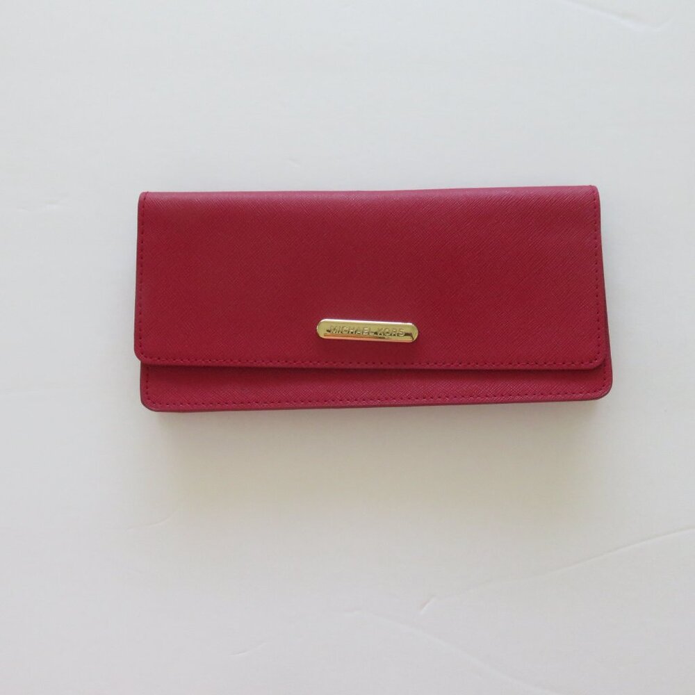 (#K-1) Michael Kors Red Snap Women's wallet clutch